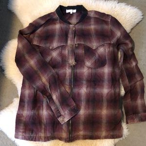 Quilted plaid shirt jacket